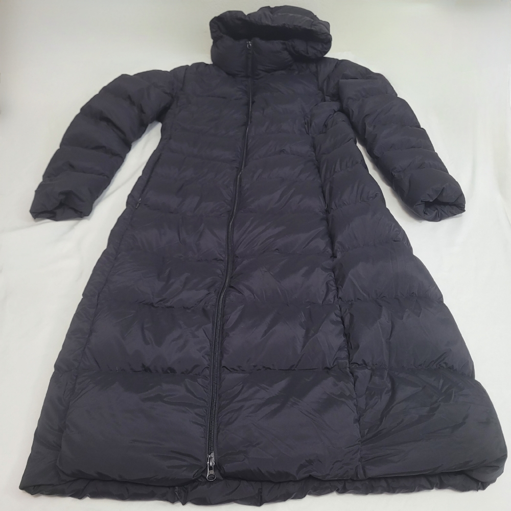 Uniqlo Light Down Packable Long Puffer Coat Zipper Jacket Women’s Sz Med Hooded